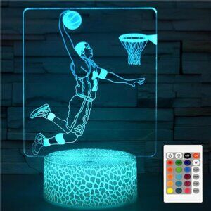 New Basketball 3D Night Light,Sports Fan Room Decor,16 Colors Changing